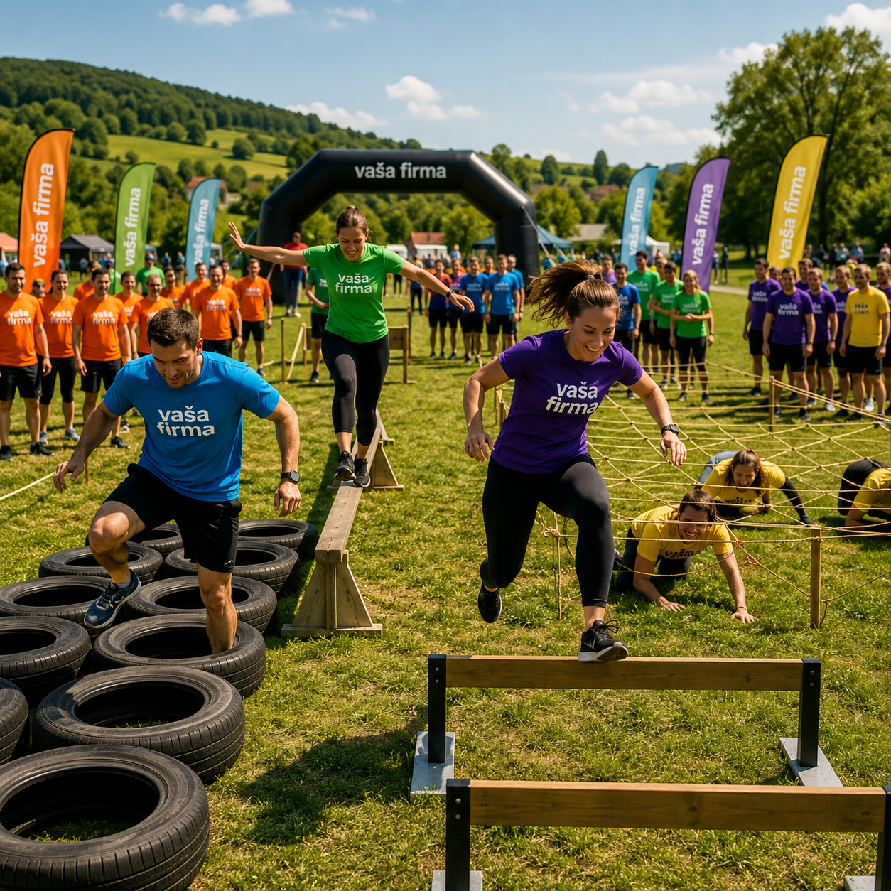 tričká firmené, tričká teambuilding, značenie na event, materiál na event, firemný deň